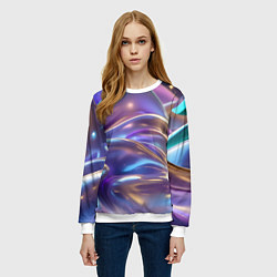 Свитшот женский Волны космические, цвет: 3D-белый — фото 2
