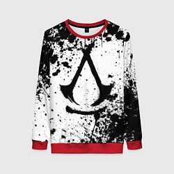Свитшот женский Assassins creed shadows - черно-белые брызги, цвет: 3D-красный