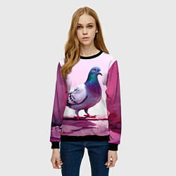 Свитшот женский Голубь в розовом, цвет: 3D-черный — фото 2