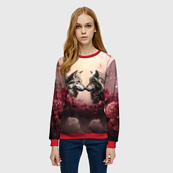 Свитшот женский Нежность хищников, цвет: 3D-красный — фото 2