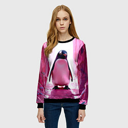 Свитшот женский Пингвин в розовом, цвет: 3D-черный — фото 2