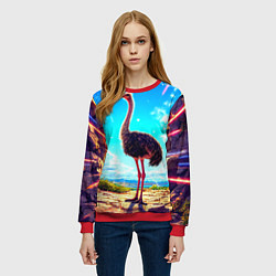 Свитшот женский Страус в пещере, цвет: 3D-красный — фото 2