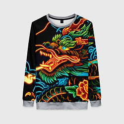 Женский свитшот Japanese neon dragon - irezumi