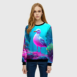 Свитшот женский Подводная чайка, цвет: 3D-черный — фото 2