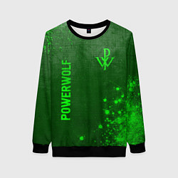 Свитшот женский Powerwolf - green gradient вертикально, цвет: 3D-черный