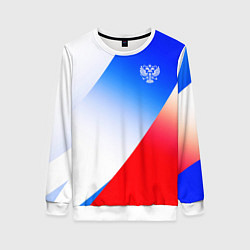 Женский свитшот Герб России на фоне цветов флага градиент