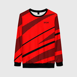Женский свитшот Sport красный с чёрным полосами