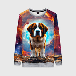 Женский свитшот Сенбернар в космосе