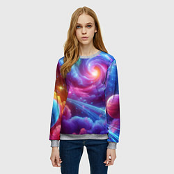 Свитшот женский Neon space fantasy, цвет: 3D-меланж — фото 2