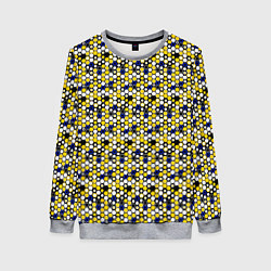 Свитшот женский Киберпанк шестиугольники жёлтые, цвет: 3D-меланж