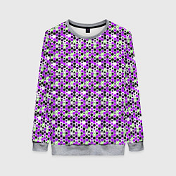 Свитшот женский Киберпанк шестиугольники фиолетовые, цвет: 3D-меланж