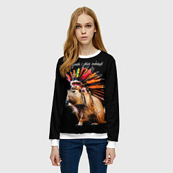 Свитшот женский Все дуреют с этих индейцев, цвет: 3D-белый — фото 2