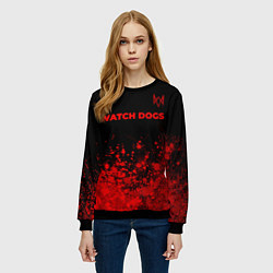 Свитшот женский Watch Dogs - red gradient посередине, цвет: 3D-черный — фото 2