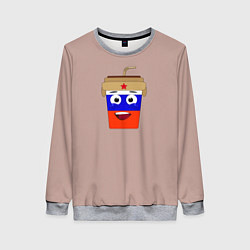 Свитшот женский Стаканчик с мордочкой, цвет: 3D-меланж