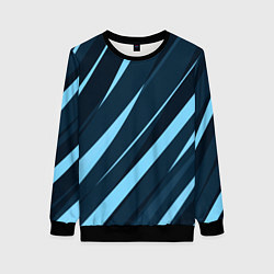 Свитшот женский Тёмный бирюзовый контрастные полосы, цвет: 3D-черный