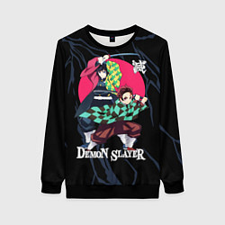 Свитшот женский Гию Томиока и Танджиро Камадо, цвет: 3D-черный