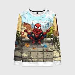 Женский свитшот Маленький человек-паук в городе