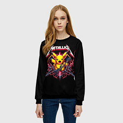 Свитшот женский Metallica - cool Pikachu, цвет: 3D-черный — фото 2