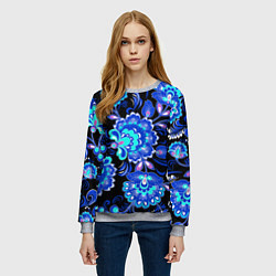 Свитшот женский Хохлома негатив, цвет: 3D-меланж — фото 2