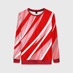 Женский свитшот Красно-белый абстракция с полосами
