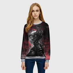 Свитшот женский Футуристичная кибернетическая жница, цвет: 3D-меланж — фото 2