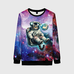 Свитшот женский Brave cat in space - ai art, цвет: 3D-черный