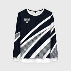 Женский свитшот Герб России тёмно-синий с белым