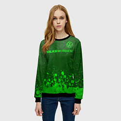 Свитшот женский Volkswagen - green gradient посередине, цвет: 3D-черный — фото 2