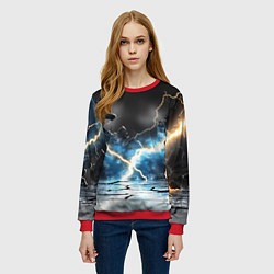 Свитшот женский Разряд молний текстура, цвет: 3D-красный — фото 2