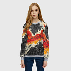 Свитшот женский Красно-черная потертая текстура, цвет: 3D-меланж — фото 2