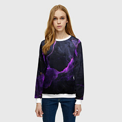 Свитшот женский Фиолетово-черная объемная текстура, цвет: 3D-белый — фото 2