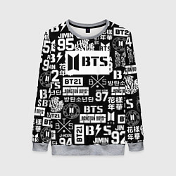Свитшот женский Bangtan Boys pattern black, цвет: 3D-меланж