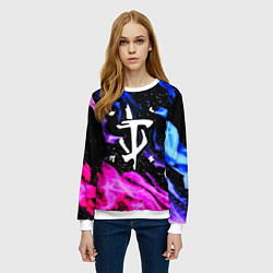 Свитшот женский Doom flame neon, цвет: 3D-белый — фото 2