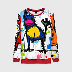 Свитшот женский Веселые зверята, цвет: 3D-красный