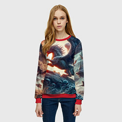 Свитшот женский Пегас тёмных сил - нейроарт, цвет: 3D-красный — фото 2