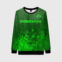 Свитшот женский Pokemon - green gradient посередине, цвет: 3D-черный