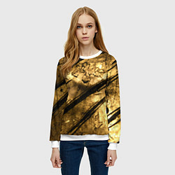 Свитшот женский Золото с черной текстурой, цвет: 3D-белый — фото 2