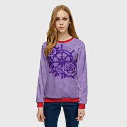 Свитшот женский Штурвал в розах, цвет: 3D-красный — фото 2