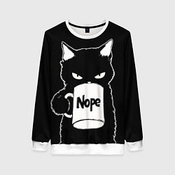 Свитшот женский Angry black cat nope, цвет: 3D-белый