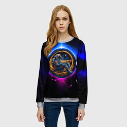 Свитшот женский Космонавт в луне, цвет: 3D-меланж — фото 2