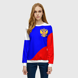 Свитшот женский Россия волна и герб, цвет: 3D-белый — фото 2