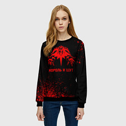 Свитшот женский Король и Шут - red gradient, цвет: 3D-черный — фото 2