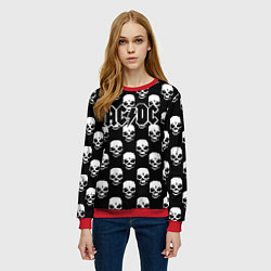 Свитшот женский AC DC rock skull, цвет: 3D-красный — фото 2