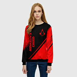 Свитшот женский Assassins Creed - red gradient вертикально, цвет: 3D-черный — фото 2