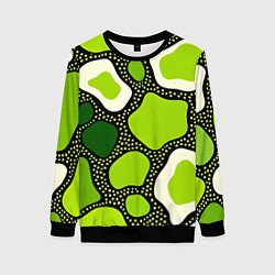 Свитшот женский Зеленая абстракция с кругами, цвет: 3D-черный