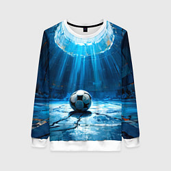 Свитшот женский Футбольный мяч в синем, цвет: 3D-белый