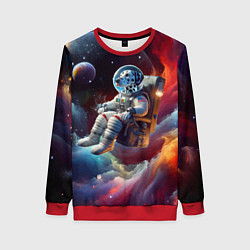 Женский свитшот Космонавт далматинец в неоновой галактике