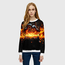 Свитшот женский Кикбоксеркие перчатки в огне, цвет: 3D-белый — фото 2