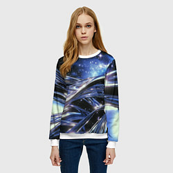 Свитшот женский Закрученные линии и звезды - космическая абстракци, цвет: 3D-белый — фото 2