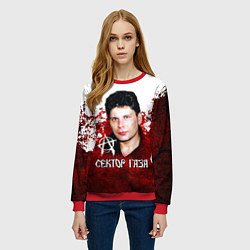 Свитшот женский Юрий Хой бело-красный фон, цвет: 3D-красный — фото 2